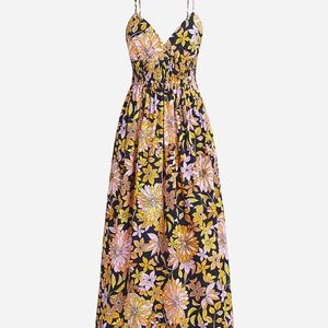 J. Crew Floral Midi Dress - Black, Yellow, Pink